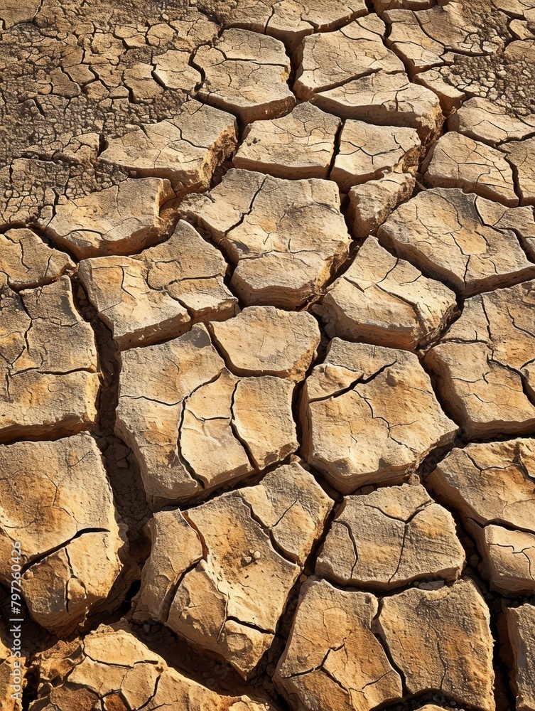 Cracked Earth Texture in a Dry Desert Landscape Cracked Earth Texture in a Dry Desert Landscape