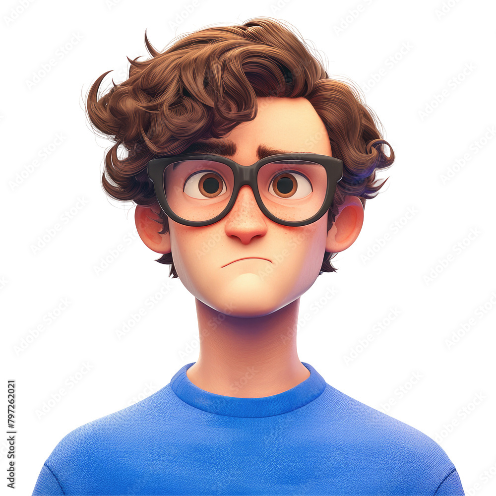 A young Caucasian man with a cartoonish expression on his face stands against a transparent background isolated in the portrait A young Caucasian man with a cartoonish expression on his face stands against a transparent background isolated in the portrait