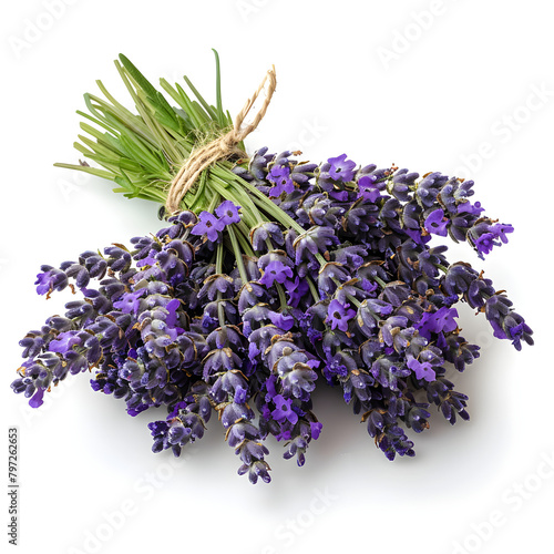Bunch of lavender isolated on white background. Suitable for decoration or aromatherapy purposes.