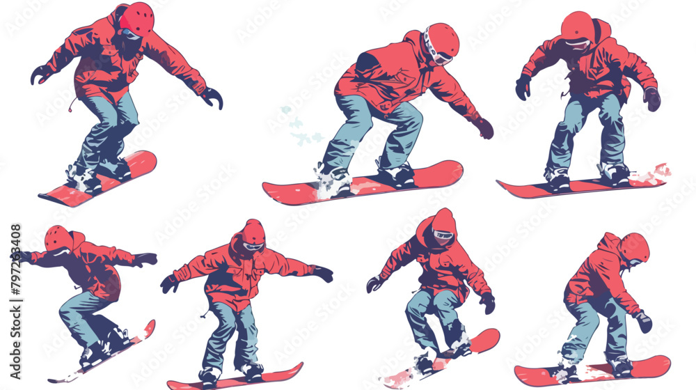 Snowboarding collection. Vector illustration of a man
