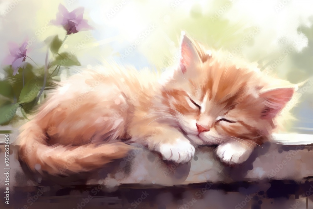 Cute baby kitten sleeping animal mammal. Cute baby kitten sleeping animal mammal.