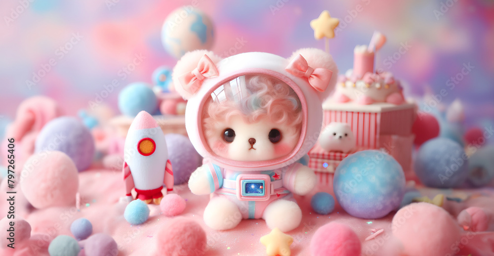 Fototapeta premium Cute doll wearing a space suit