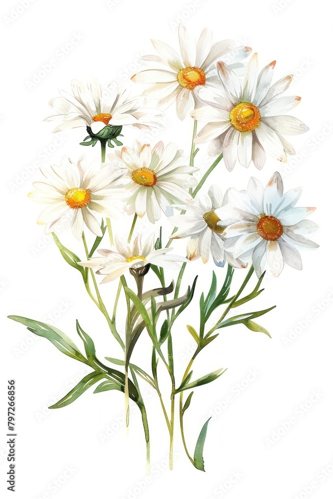 Fototapeta premium Daisy bouquet asteraceae graphics blossom.