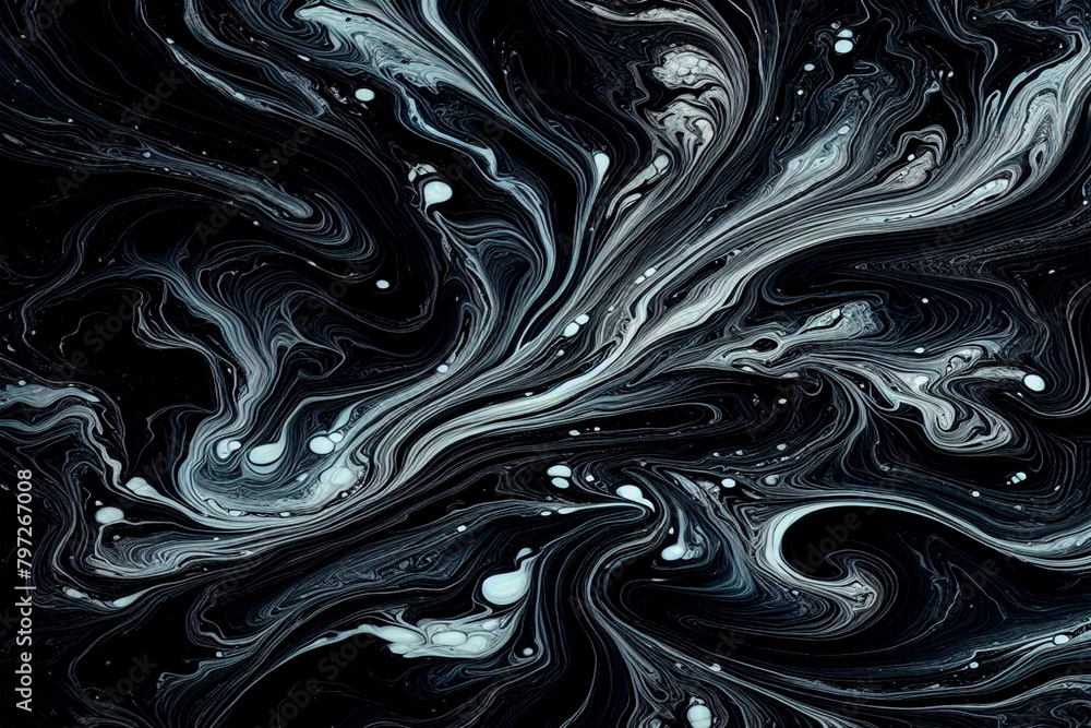 Obraz premium Pastel black liquid painted marble gradient mixing ink pattern watercolor texture abstract background design for wallpaper, cloth, curtain, backdrop, carpet