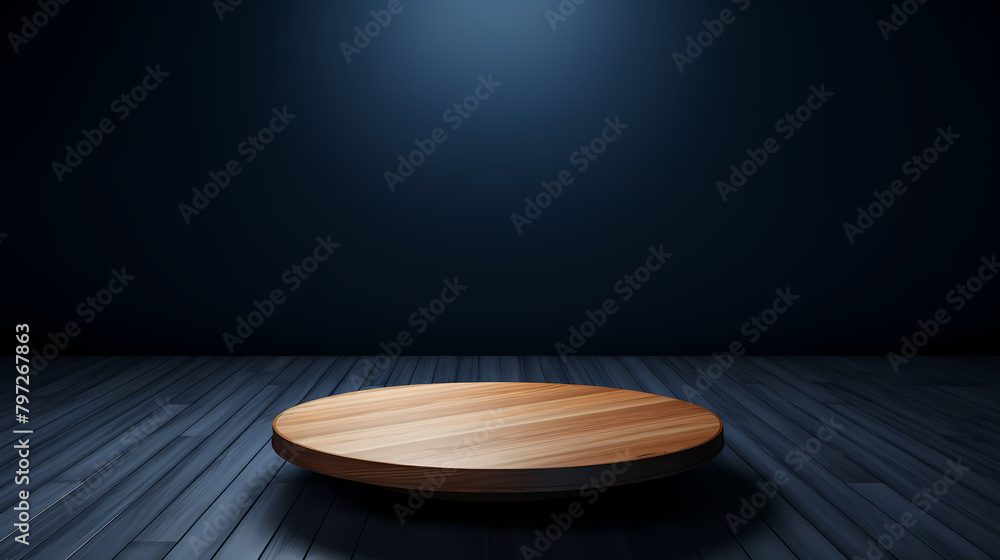 Wooden table podium with spotlight Wooden table podium with spotlight