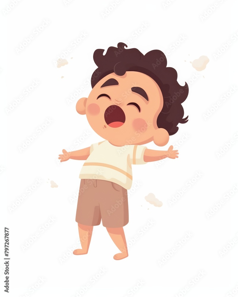 A tired little boy in his pajamas is yawning. A tired little boy in his pajamas is yawning.
