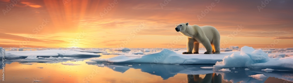 polar bear standing on ice floe in arctic sea