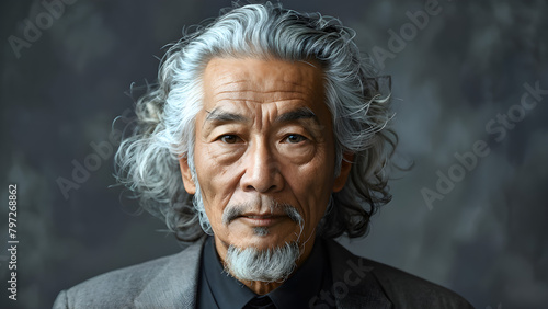 Curly Mane: Portrait of Elderly Gentleman, Wavy Wisdom: Old Man with Curly Hair, Timeless Curls: Elderly Man's Curly Hairstyle, Aged Elegance: Portrait of Curly-haired Senior
