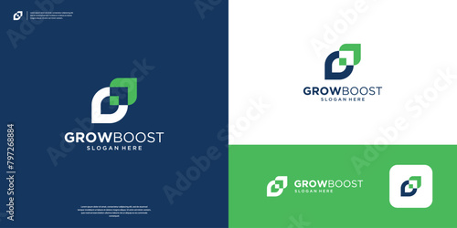 growth arrow logo design icon with abstract infinity.