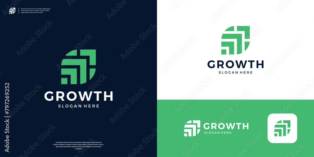 Growth arrow logo design icon. Abstract diagram financial logo symbol.