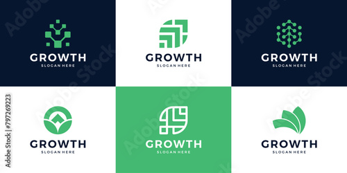 Set of modern growth arrow logo design inspiration.