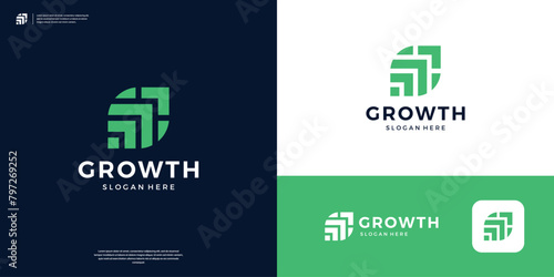 Growth arrow logo design icon. Abstract diagram financial logo symbol.