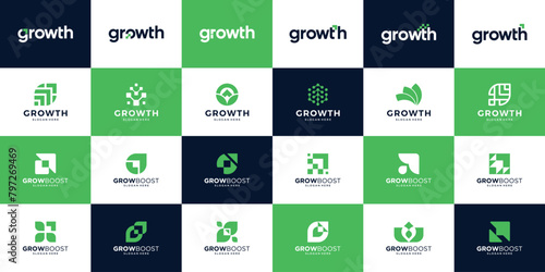 Collection of abstract growth symbol logo design.