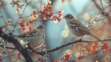 Birds Sitting On The Branch Of The Tree 4K wallpaper.