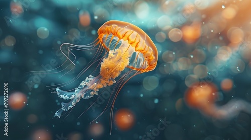 Discover the mesmerizing beauty of a wild jellyfish in stunning 4K detail, capturing the ethereal grace of underwater life. Perfect for wildlife wallpaper and nature enthusiasts.