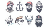 Templates of creative hand-drawn hipster logos isolated