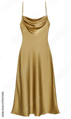 Gold dress on a mannequin isolated