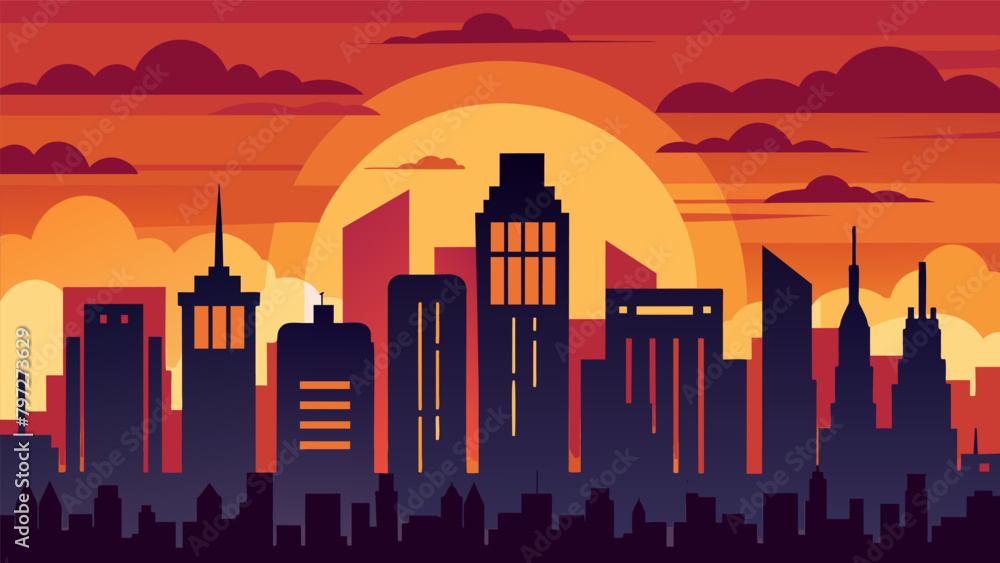Fototapeta premium A city skyline at sunset with the caption choose electric preserve our beautiful views and sunsets.
