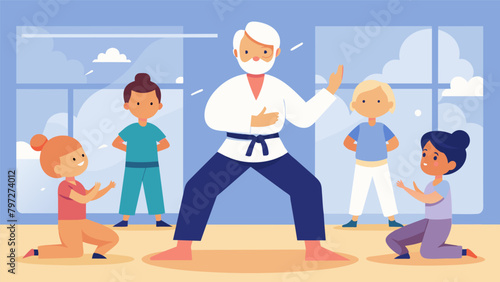 A person of advanced age teaching a martial arts class exemplifying the longevity and positive impact of the discipline on overall wellbeing.