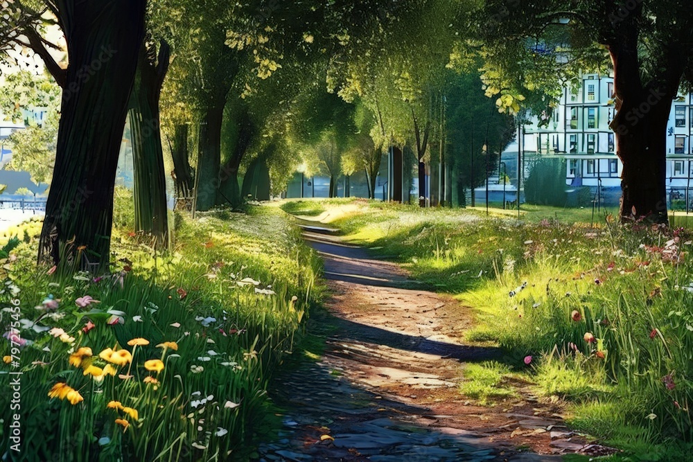 a Nice green forest landscape in the city a Nice green forest landscape in the city