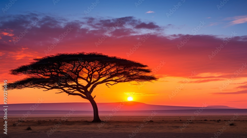 sunset over the tree.