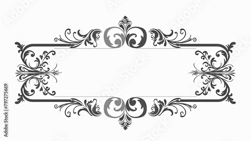 Elegant vintage floral frame in black and white - An intricate vintage floral frame in black and white, a perfect ornamental design for formal documents or invitations