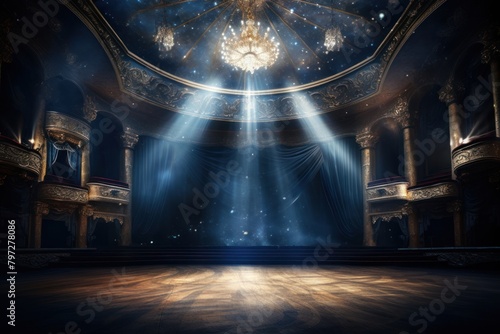 Opera house stage lighting spotlight ballroom.