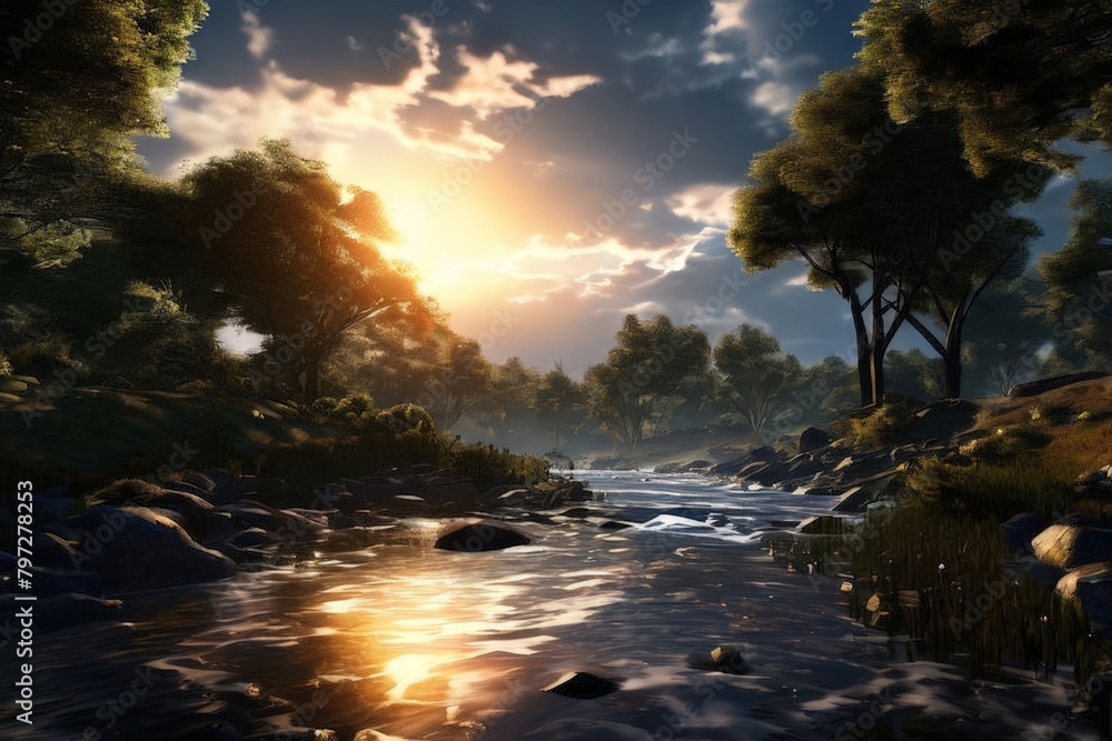 a landscape image of stunning sunset light