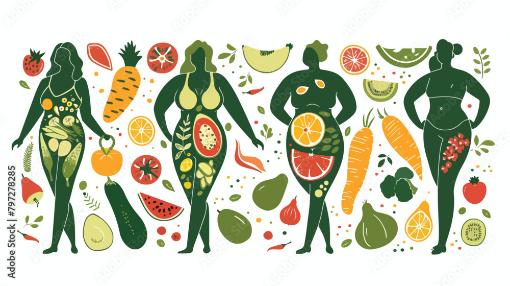Types of figure and diet accordance. Vector illustration
