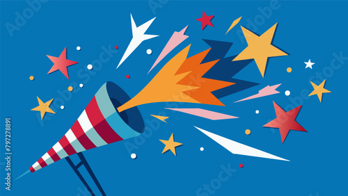 Whistling fireworks soaring high symbolizing the voices of the oppressed finally being heard.. Vector illustration