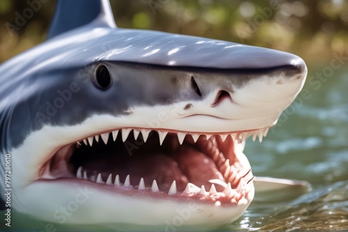  open mouth shark three-dimensional attacking big bite carnivore extinct front huge hunting illustration large marin ocean prehistoric strike 
