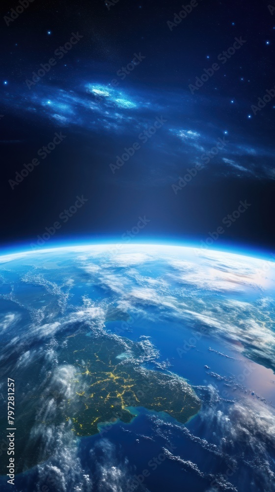 Full blue earth view from space astronomy outdoors planet.