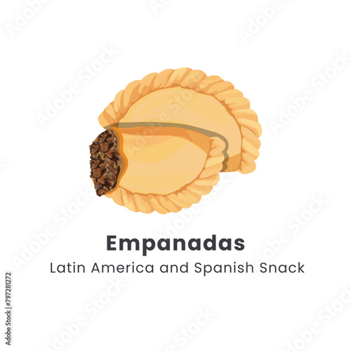 Hand drawn vector illustration of Empanadas or fried pie Latin America and Spanish food