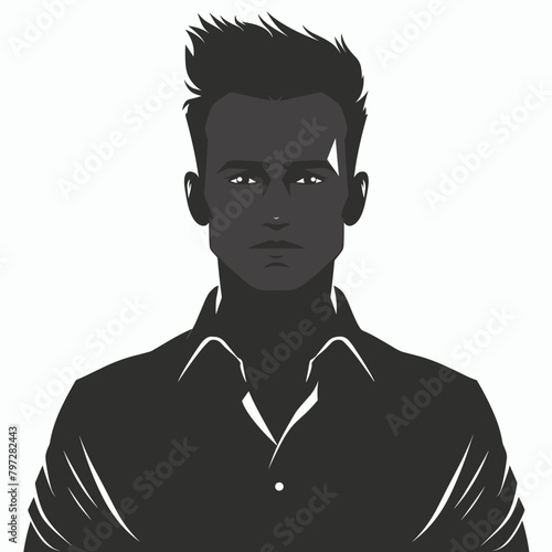 Business man male character silhouette flat vector illustration