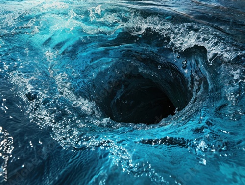 Swirling vortex of water creating a whirlpool effect