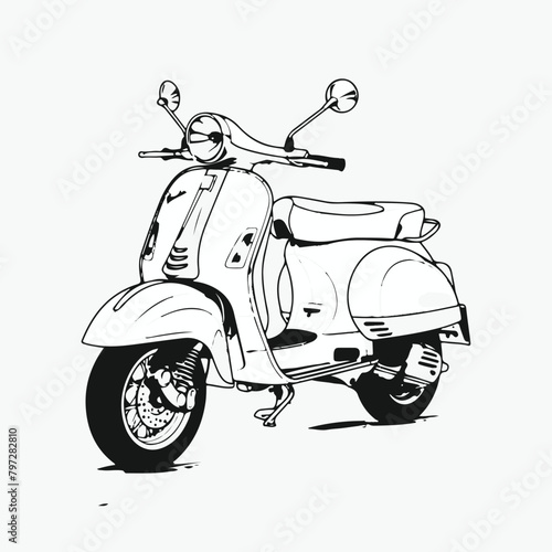 vespa vector hawthrone illustration black and white logo