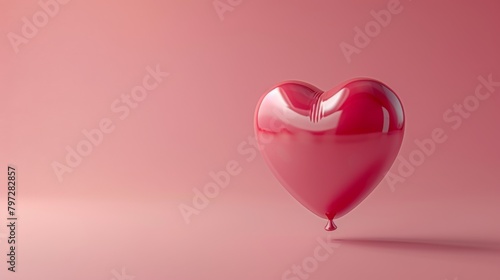 Minimalist Heart Balloon on Pink Background with Soft Lighting © Sippung