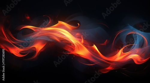 Abstract fiery waves on a dark background