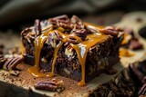 Decadent Chocolate Pecan Brownie with Caramel Drizzle