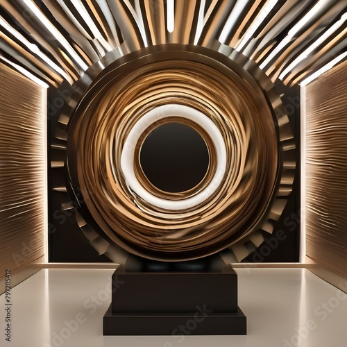 A modern sculpture composed of rotating elements, creating a hypnotic visual effect as they spin and turn, mesmerizing the viewer and inviting reflection on the passage of time2 photo