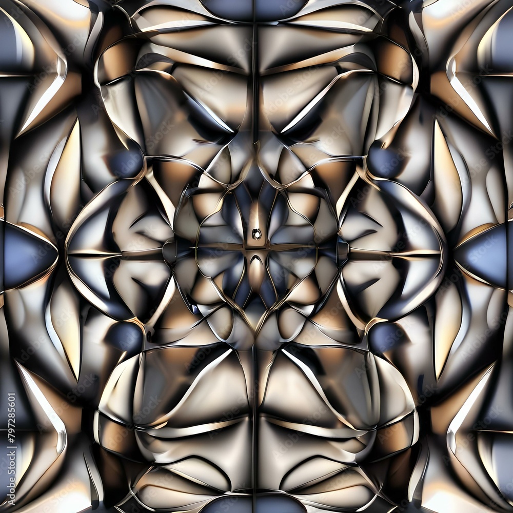 A digital sculpture of interconnected shapes and forms, shifting and changing in a mesmerizing and hypnotic pattern, captivating the observer's attention1 A digital sculpture of interconnected shapes and forms, shifting and changing in a mesmerizing and hypnotic pattern, captivating the observer's attention1