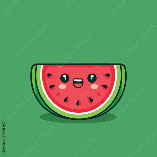 Cute watermelon cartoon character vector illustration