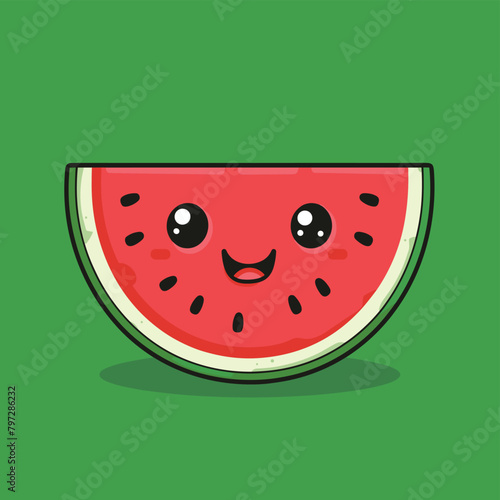 Cute watermelon cartoon character vector illustration