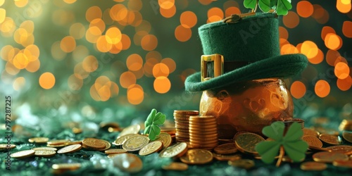 St. Patrick's Day Concept with Pot of Gold and Leprechaun Hat