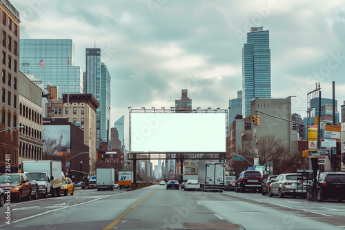 billboard mockup with city background, advertising