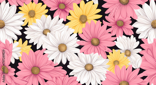 A vibrant mix of daisies pattern