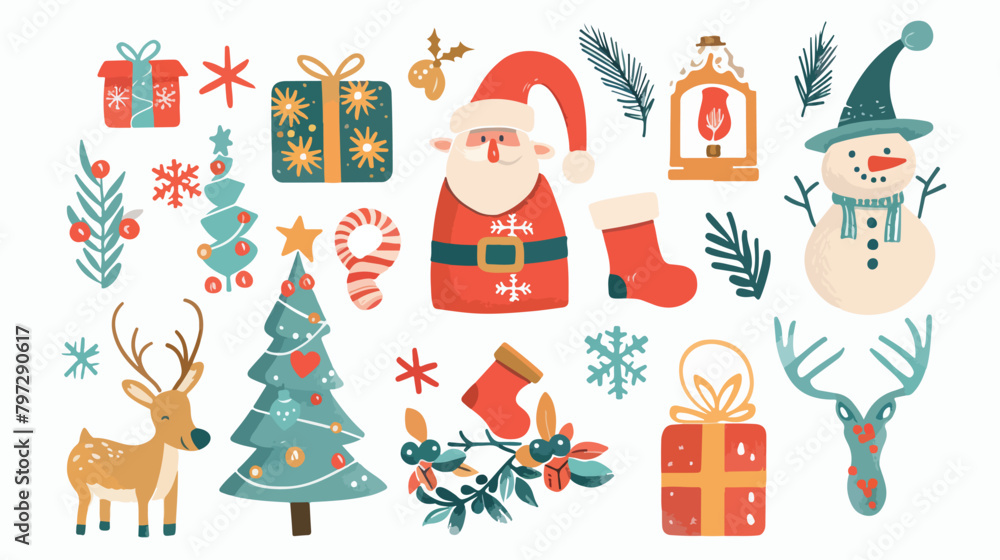 Vector collection of modern colored Christmas icons 