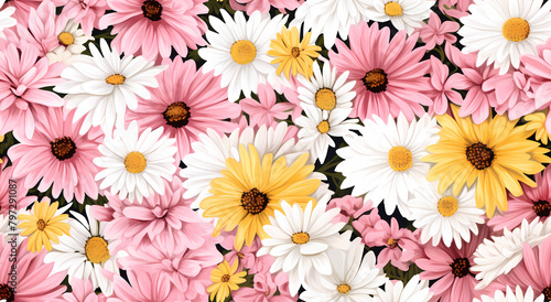 A vibrant mix of daisies pattern