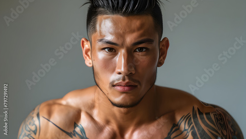 Athletic Precision Undercut Style for Muay Thai Fighter, Combat Elegance Undercut Look for Athlete, Ring Warrior Undercut Hairstyle for Champion, Dynamic Edge Undercut Style in Portrait photo