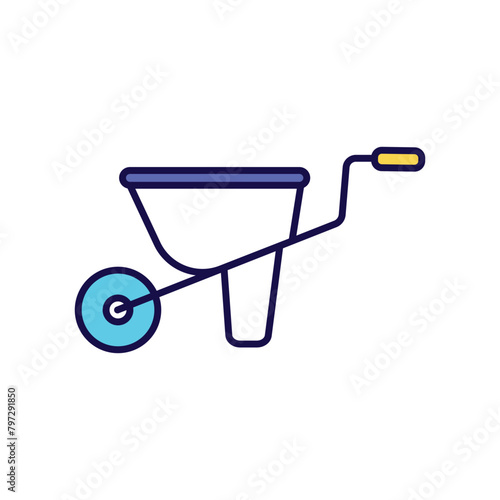 wheelbarrow icon with white background vector stock illustration